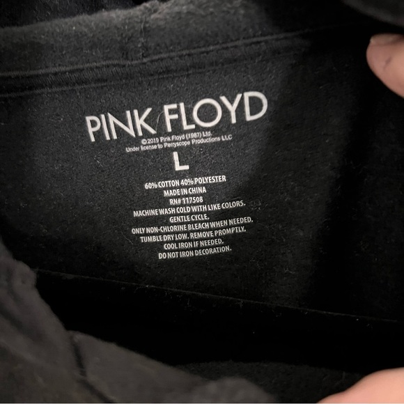 Pink Floyd Black Graphic Hoodie Sweater Cropped Frayed Hem Large Music Cozy - Picture 4 of 6